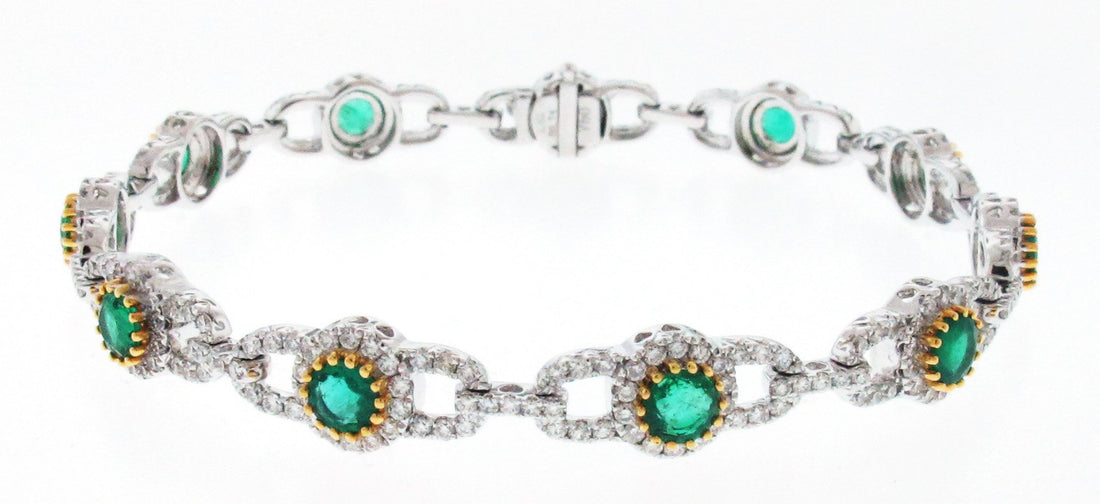 18kt White and Yellow Gold Emerald Bracelet