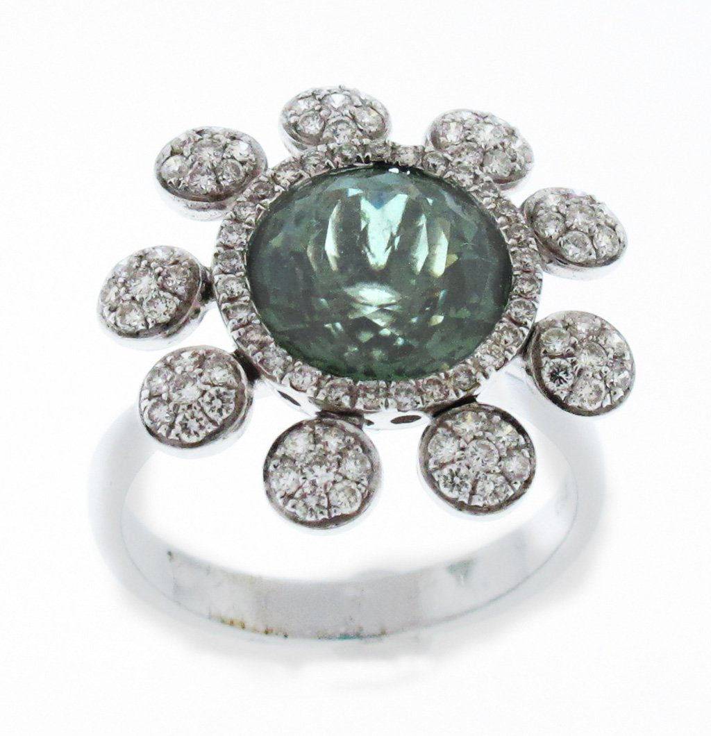 18kt White Gold Tourmaline Flower Ring