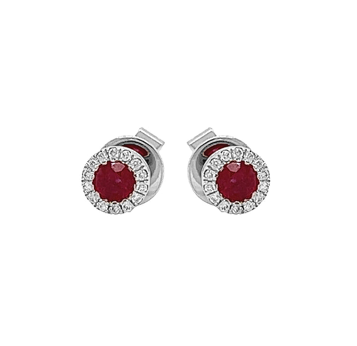 18kt White Gold Diamond And Ruby Earrings