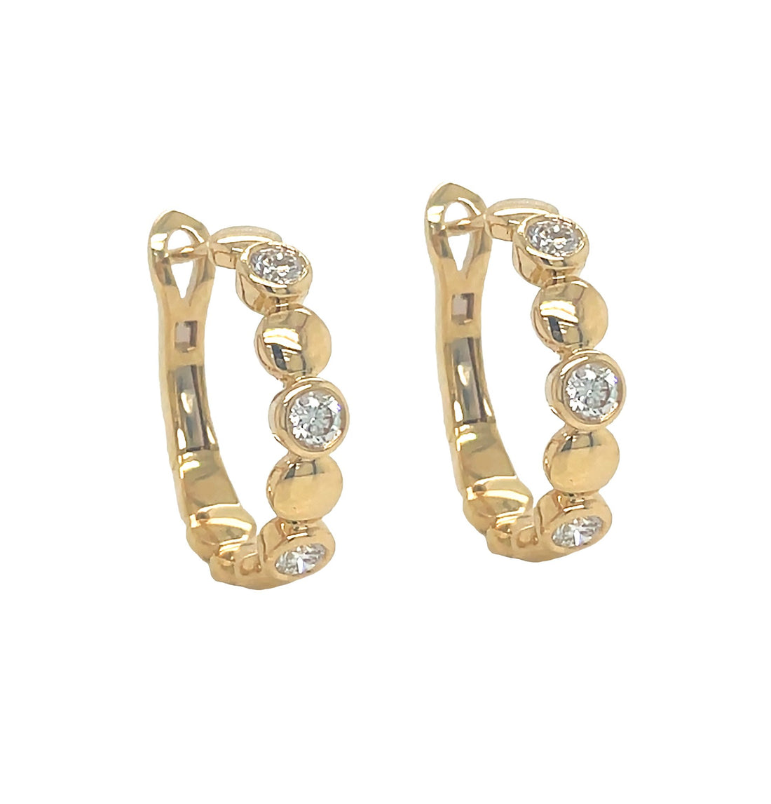 18kt Yellow Gold Diamond Hoop Earrings