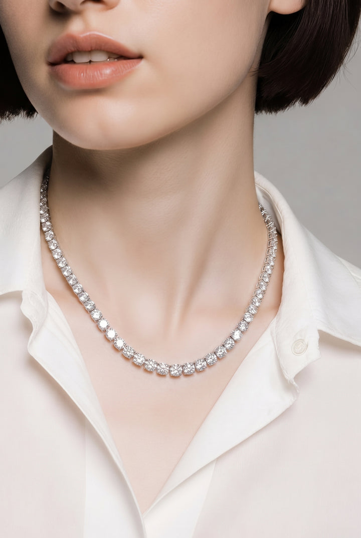 18kt White Gold Lab Diamond Tennis Necklace