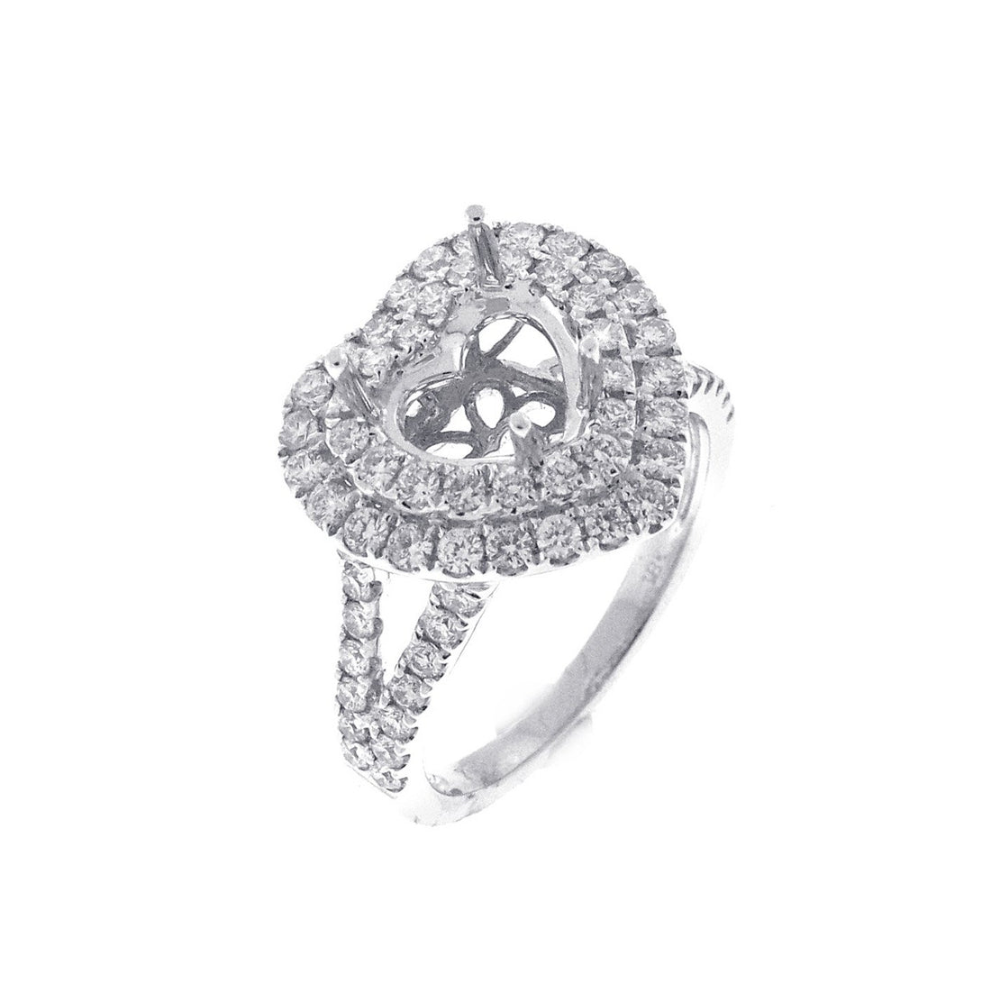 18kt White Gold Diamond Halo Semi Mount
