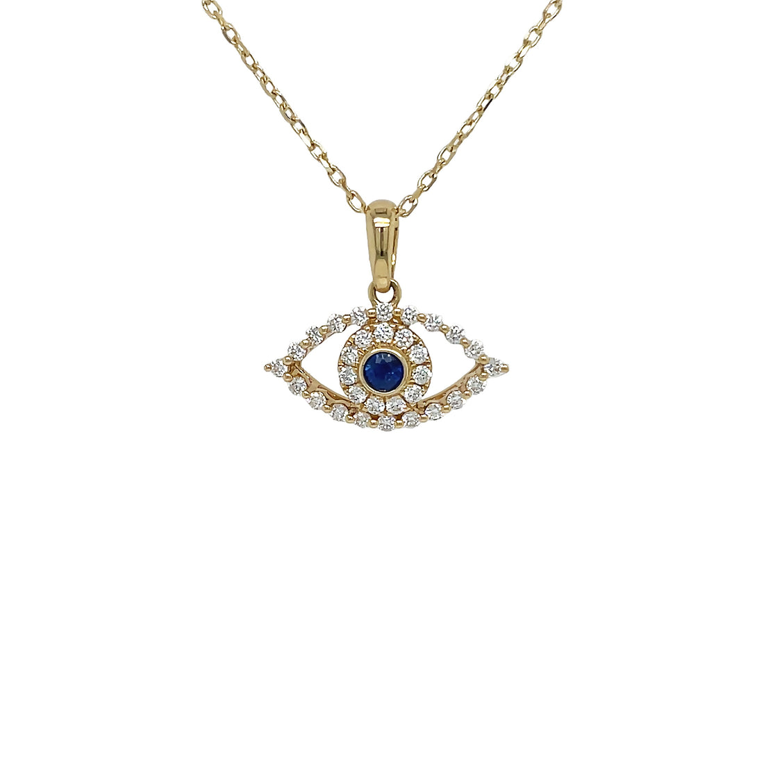 18kt Yellow Gold Diamond and Blue Sapphire Pendant