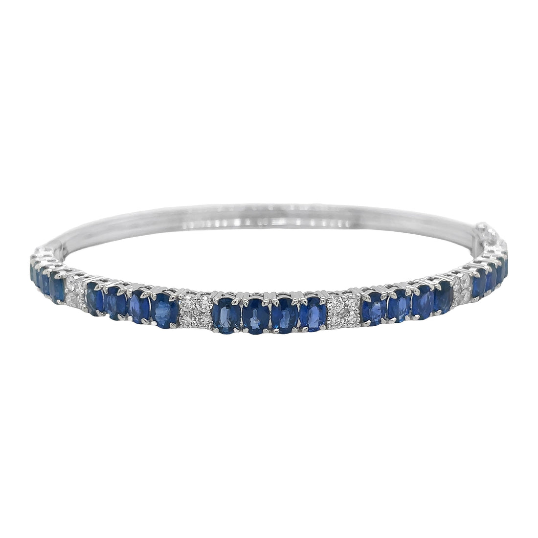 18kt White Gold Diamonnd and Blue Sapphire Bangle
