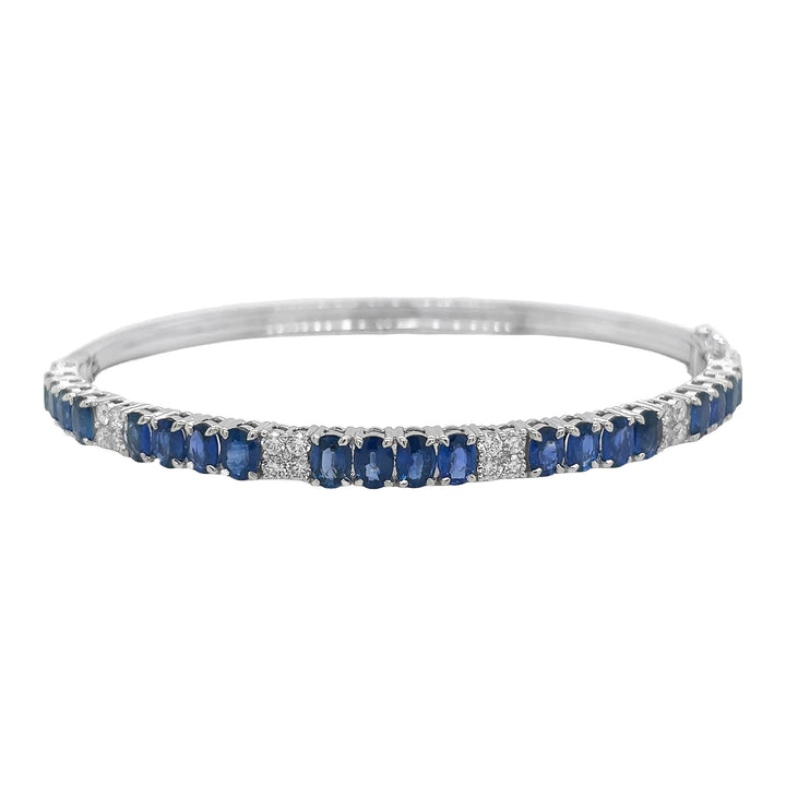 18kt White Gold Diamonnd and Blue Sapphire Bangle