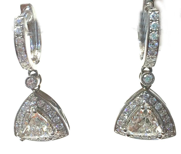 18kt White Gold Trillion Diamond Earrings