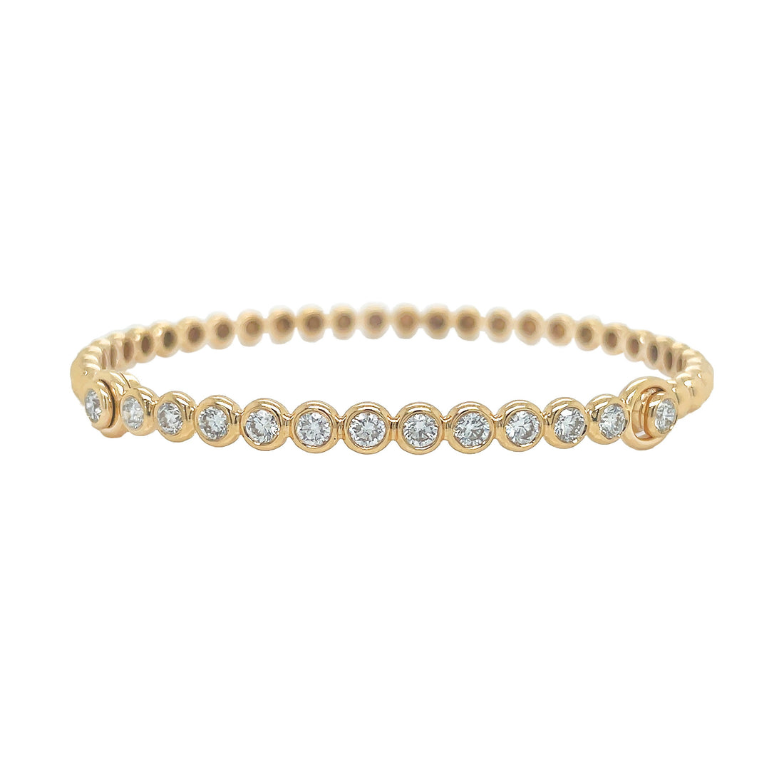 18kt Yellow Gold Diamond Beaded Bangle