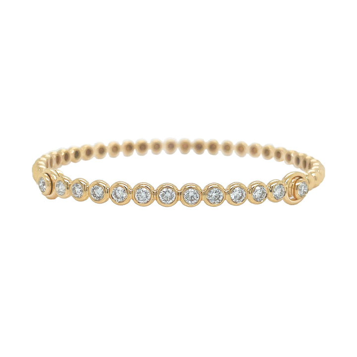18kt Yellow Gold Diamond Beaded Bangle
