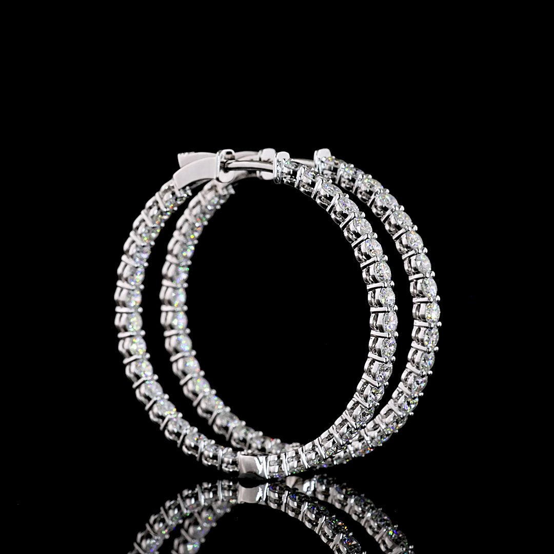 14kt White Gold Lab Diamond Hoops