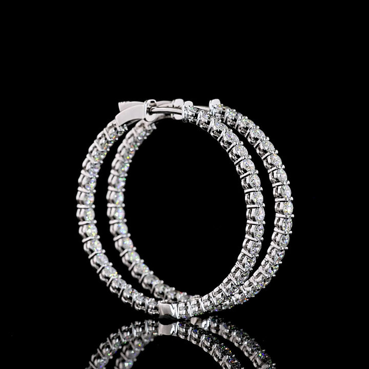 14kt White Gold Lab Diamond Hoops