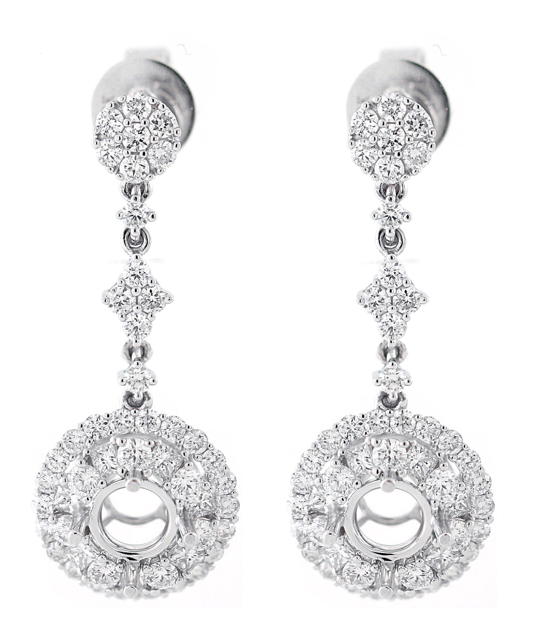 18kt White Gold Diamond Dangling Earrings Mounting