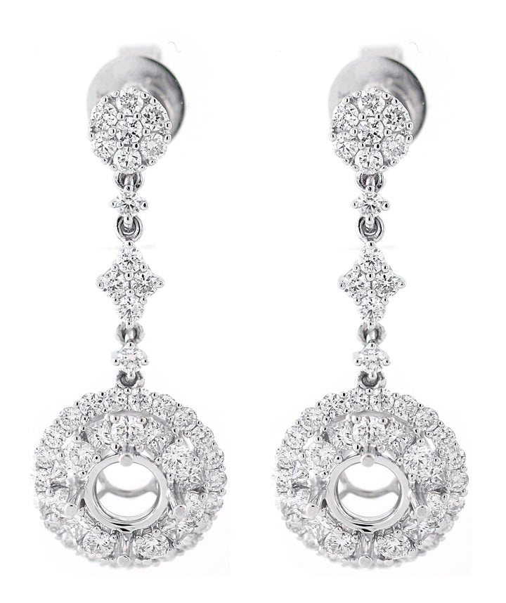 18kt White Gold Diamond Dangling Earrings Mounting