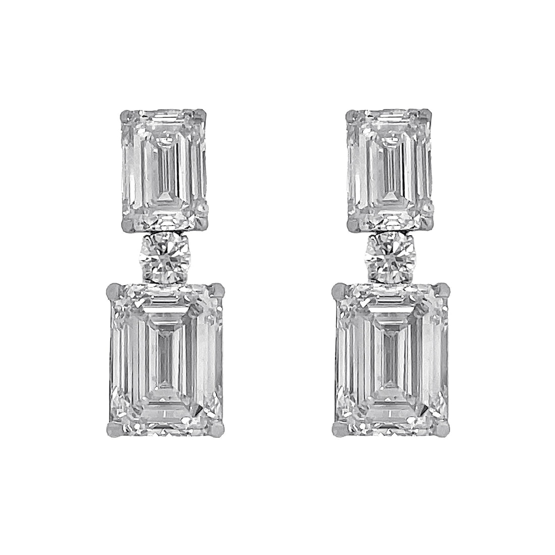 18kt White Gold Lab Diamond Dangling Earrings