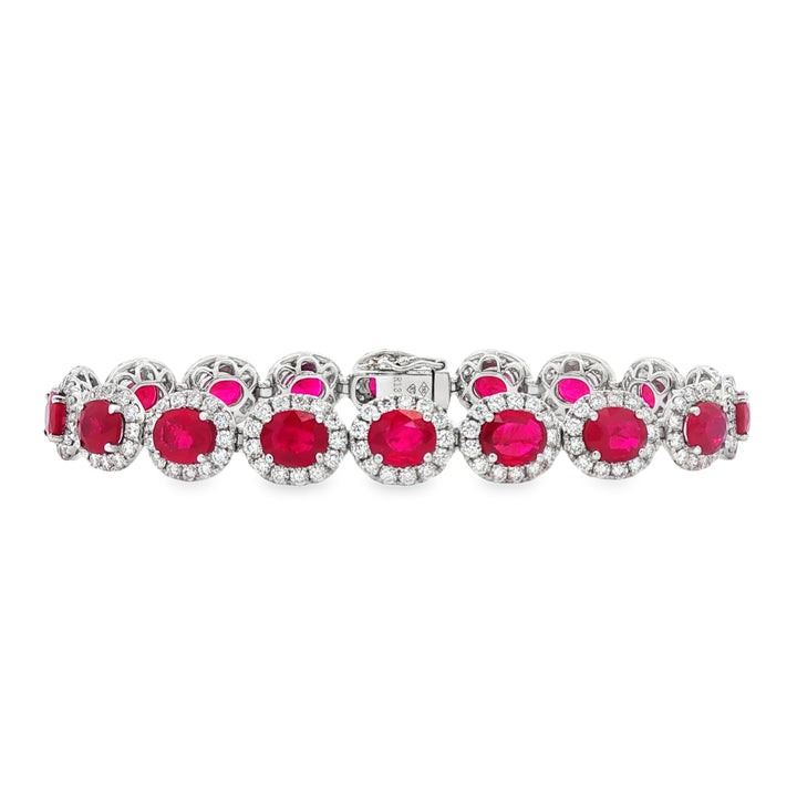 18kt White Gold Diamond And Ruby Tennis Bracelet