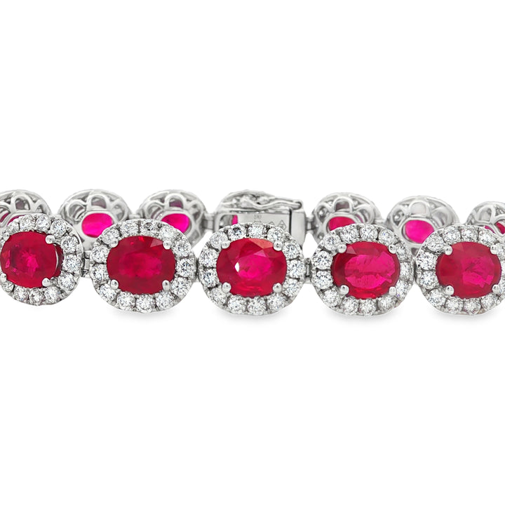 18kt White Gold Diamond And Ruby Tennis Bracelet