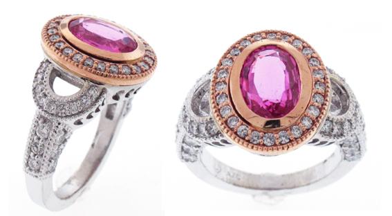 14kt White And Rose Gold Pink Sapphire Ring