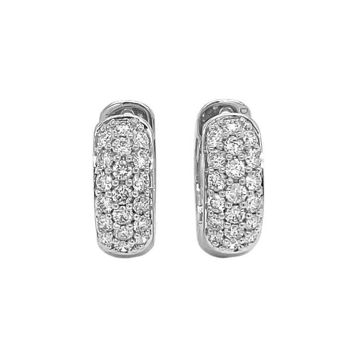 18kt White Gold Diamond Huggie Earrings.