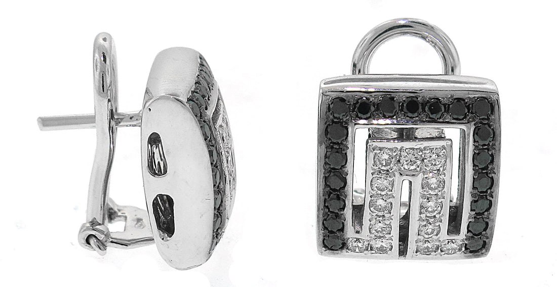 18kt White Gold Black and White Diamond Earrings