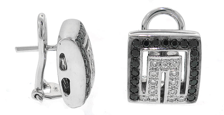 18kt White Gold Black and White Diamond Earrings
