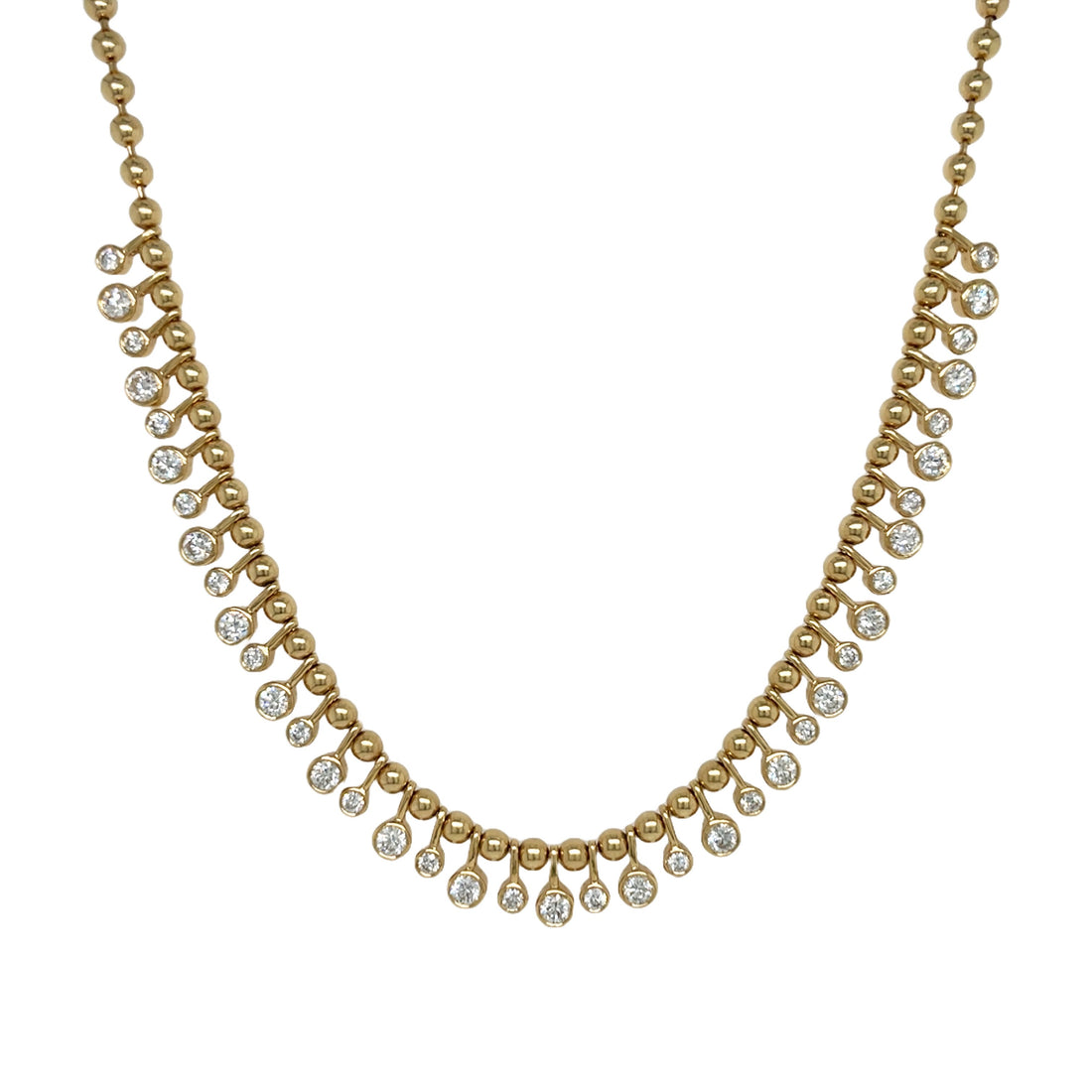 18kt Yellow Gold Diamond and Beaded Necklace