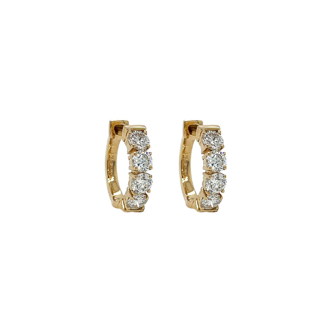 18kt Yellow Gold Diamond Huggie Earrings