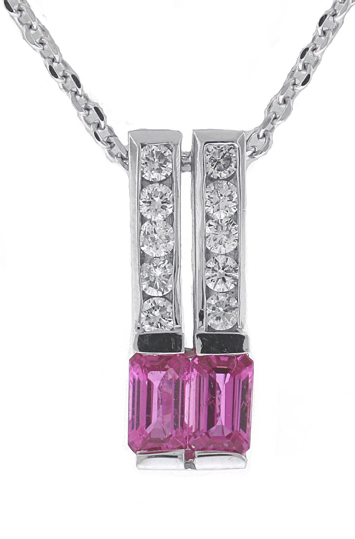 14kt White Gold Diamond And Sapphire Pendant