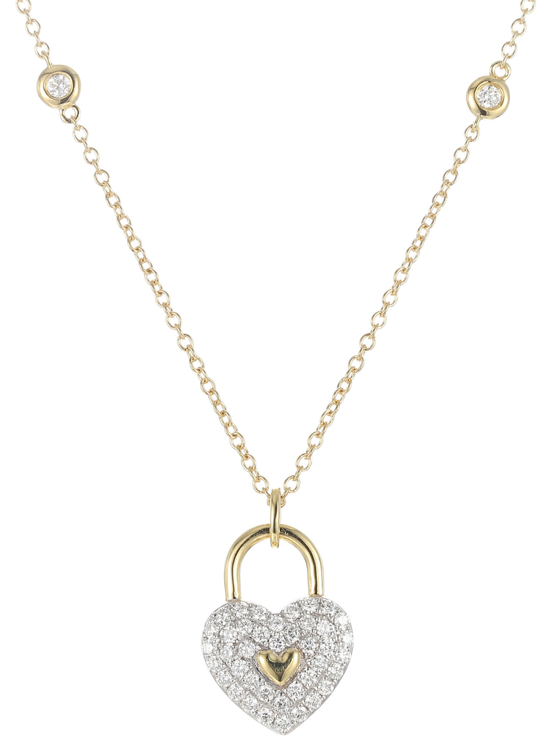18kt Yellow Gold Diamond Heart Shaped Lock Pendant