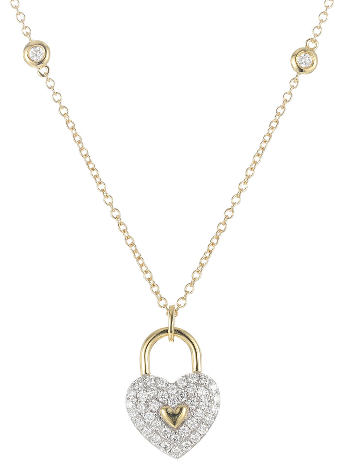 18kt Yellow Gold Diamond Heart Shaped Lock Pendant
