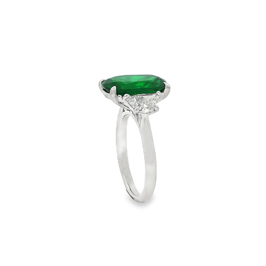 18kt White Gold Diamond And GIA Certified Green Emerald Ring