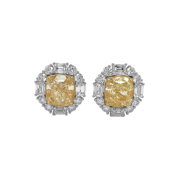 18kt White Gold Yellow Diamond Earrings