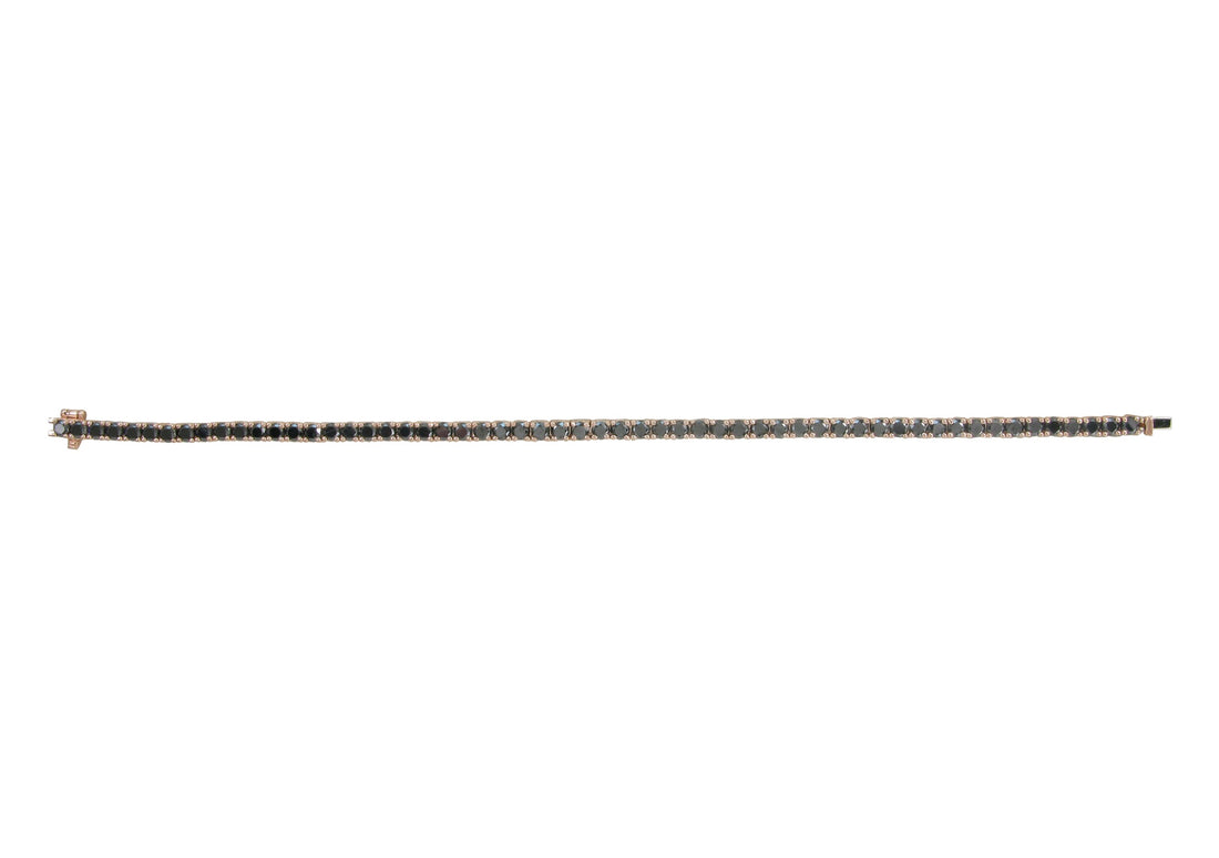 18Kt Rose Gold Black Diamond Tennis Bracelet.