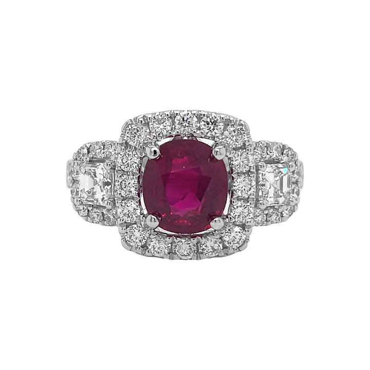 18kt White Gold Diamond And Ruby Ring