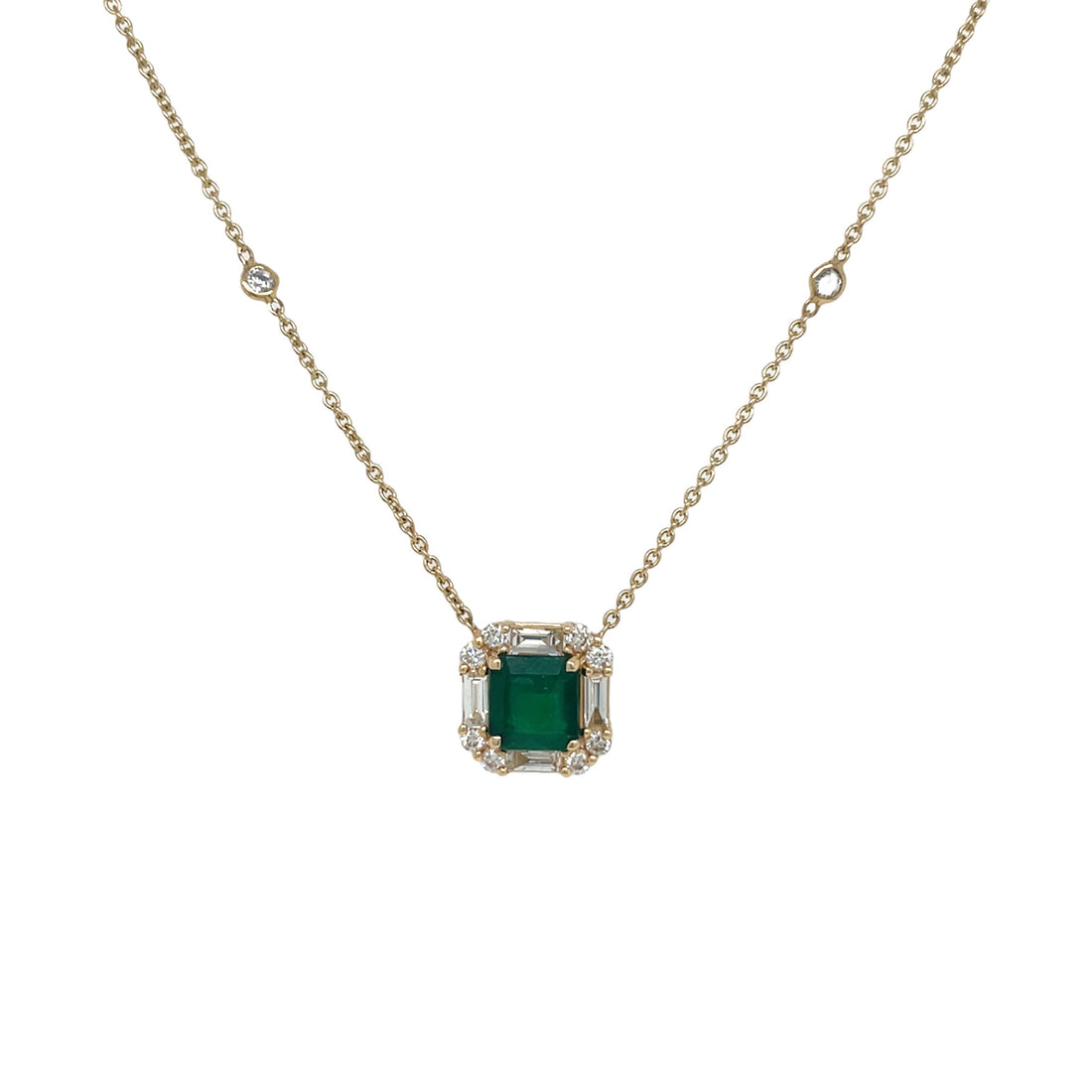 18kt Yellow Gold Diamond and Green Emerald Pendant