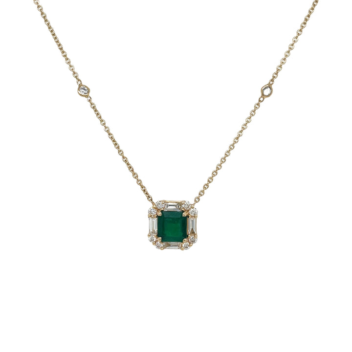 18kt Yellow Gold Diamond and Green Emerald Pendant