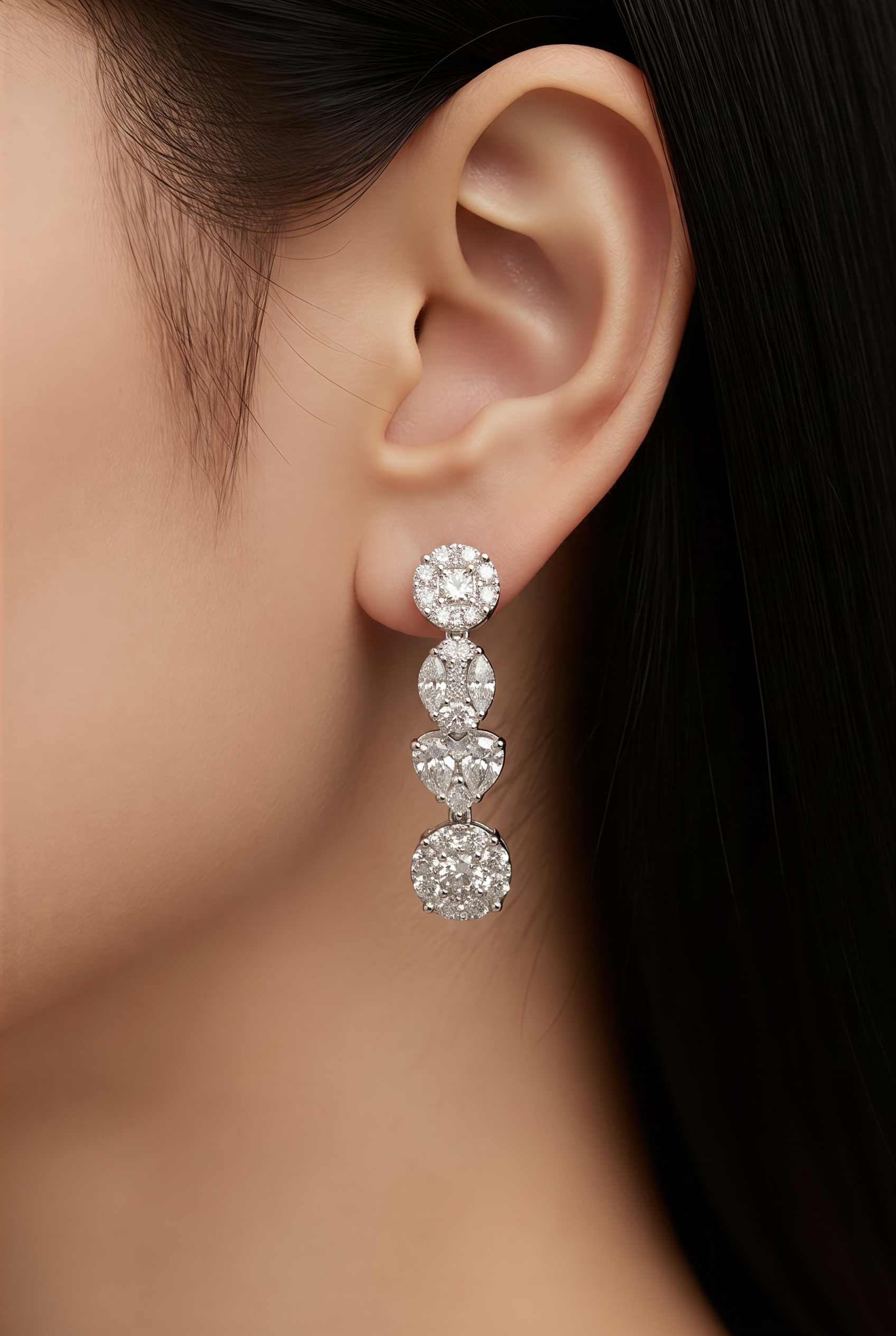 18kt White Gold Diamond Huggie Earrings