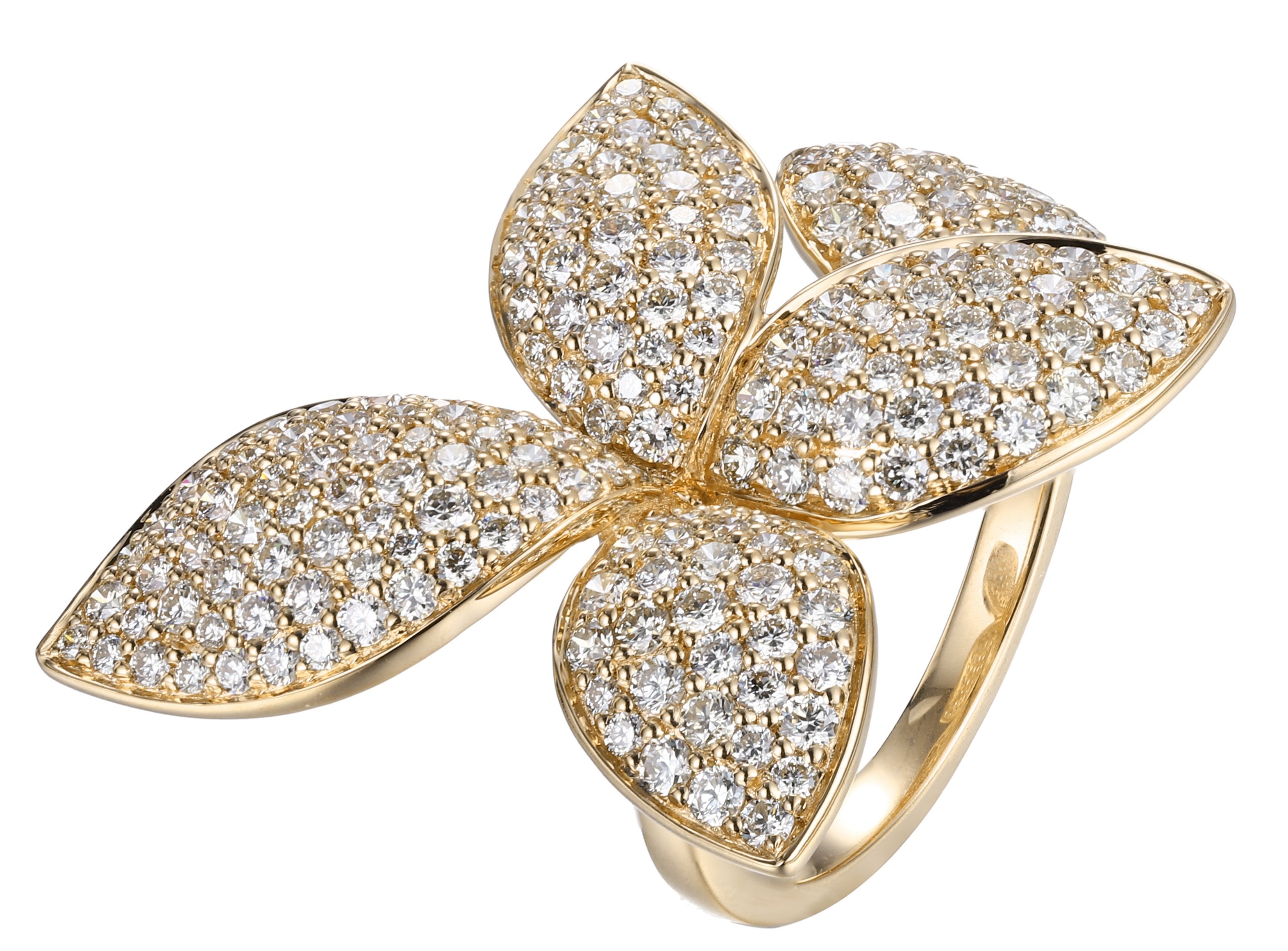 18kt Yellow Gold Diamond Flower Rings