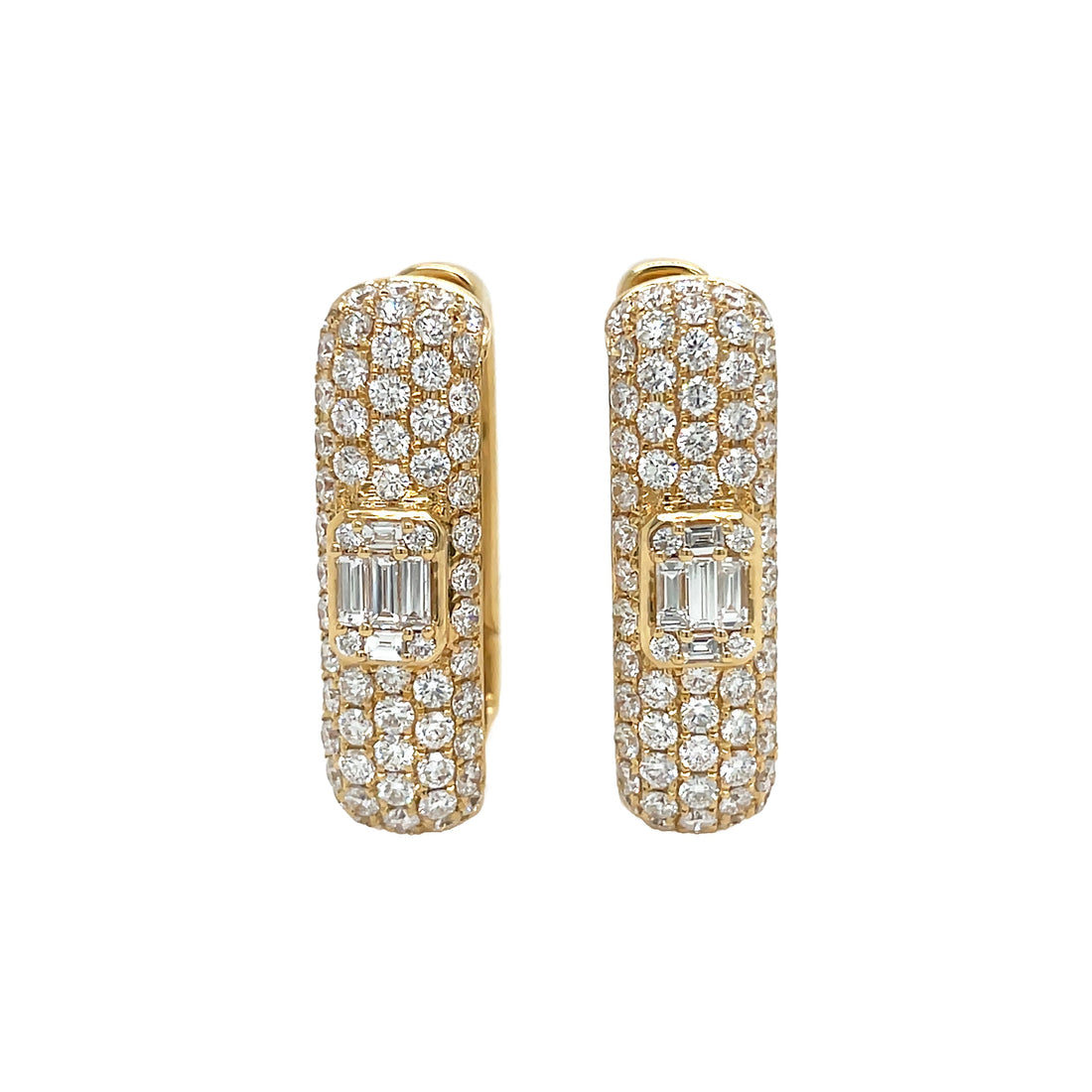 18kt Yellow Gold Diamond Hoops