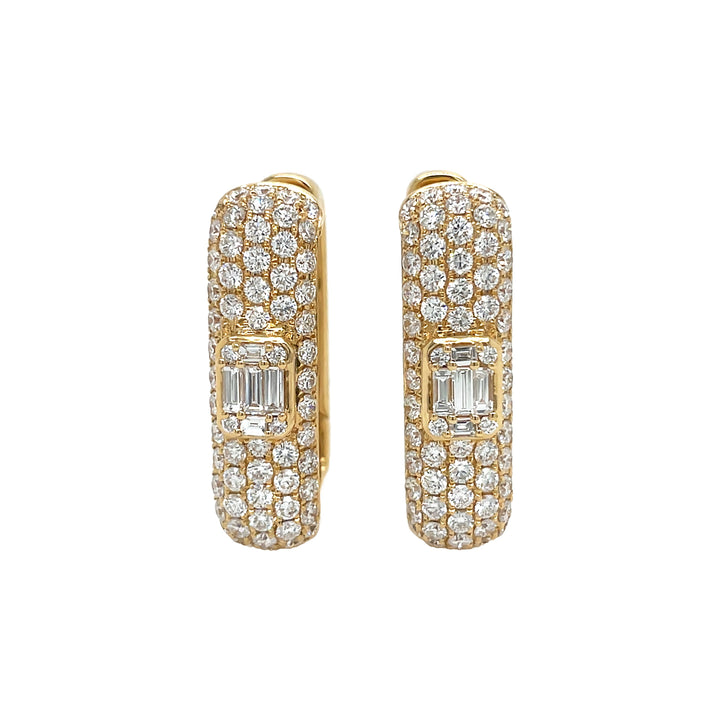 18kt Yellow Gold Diamond Hoops