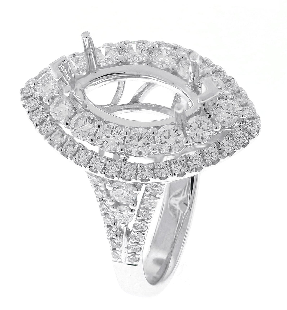 18kt White Gold Diamond Halo Semi Mount