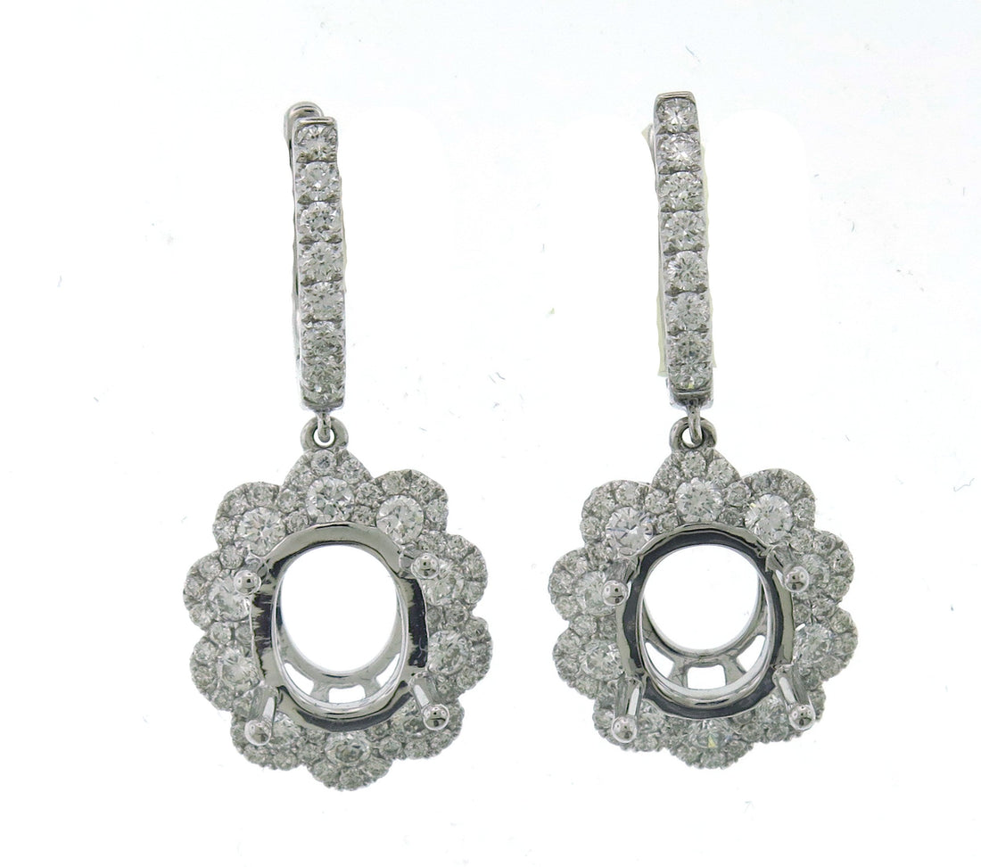 18kt White Gold Diamond Dangling Earrings Mounting