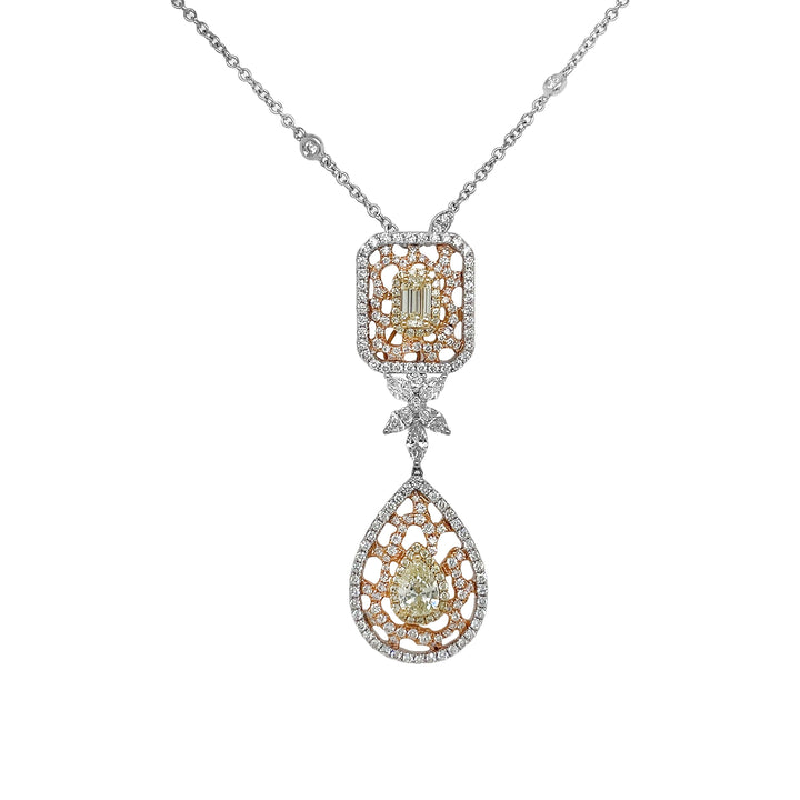 18kt Tri-color Gold Yellow Diamond Pendant