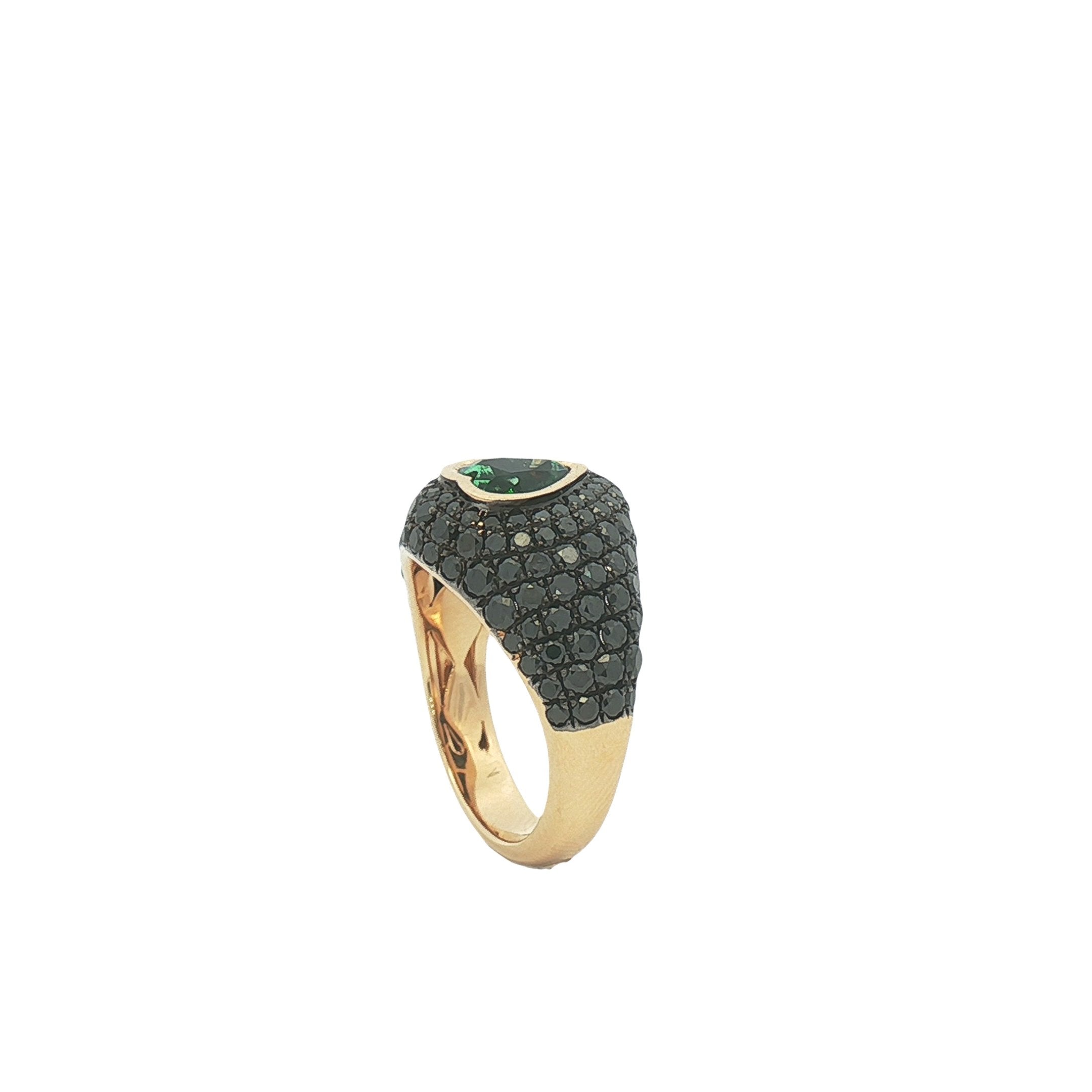 18kt Yellow Gold Diamond And Green Emerald Ring