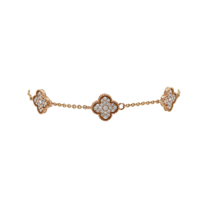 18kt Rose Gold Diamond Clover Bracelet