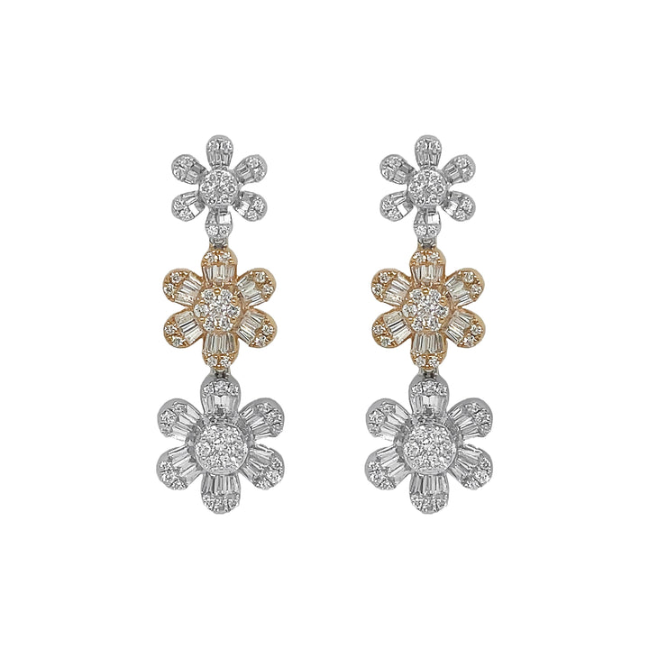 18kt Yellow And White Gold Diamond Dangling Earrings