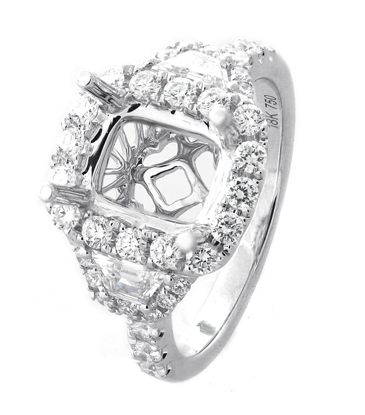 18kt White Gold Diamond Halo Semi Mount