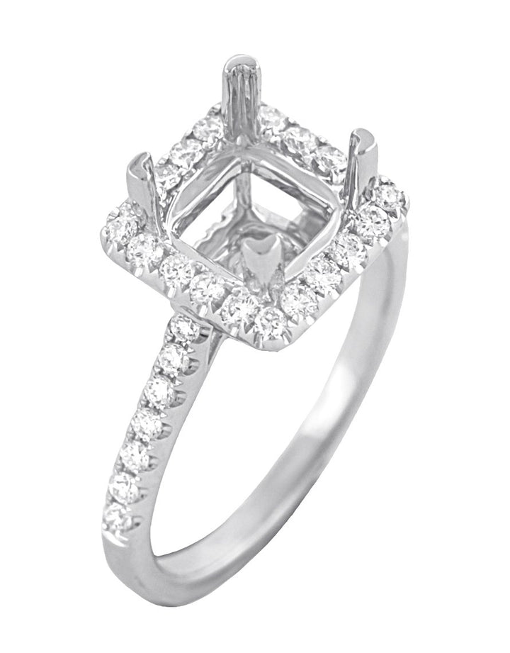 18kt White Gold Diamond Halo Semi Mount