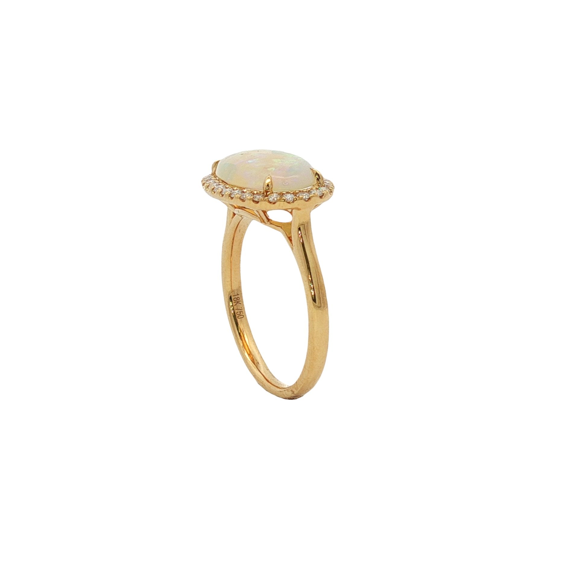 18kt Yellow Gold Diamond And Opal Ring