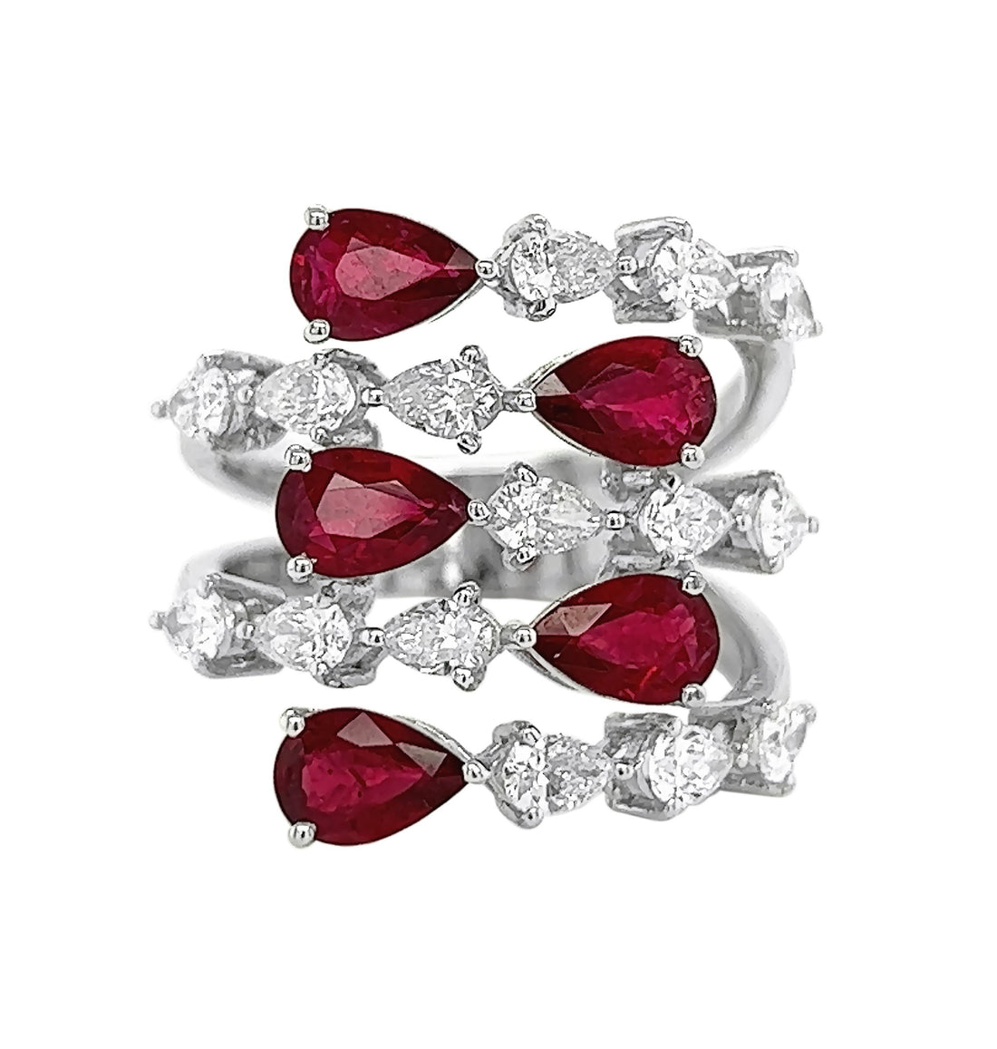 18kt White Gold Diamond And Ruby Ring