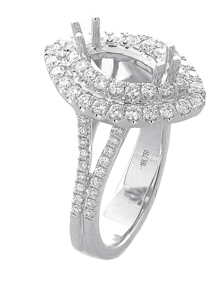 18kt White Gold Diamond Halo Semi Mount