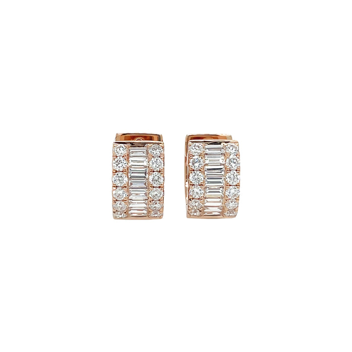18kt Rose Gold Diamond Huggie Earrings